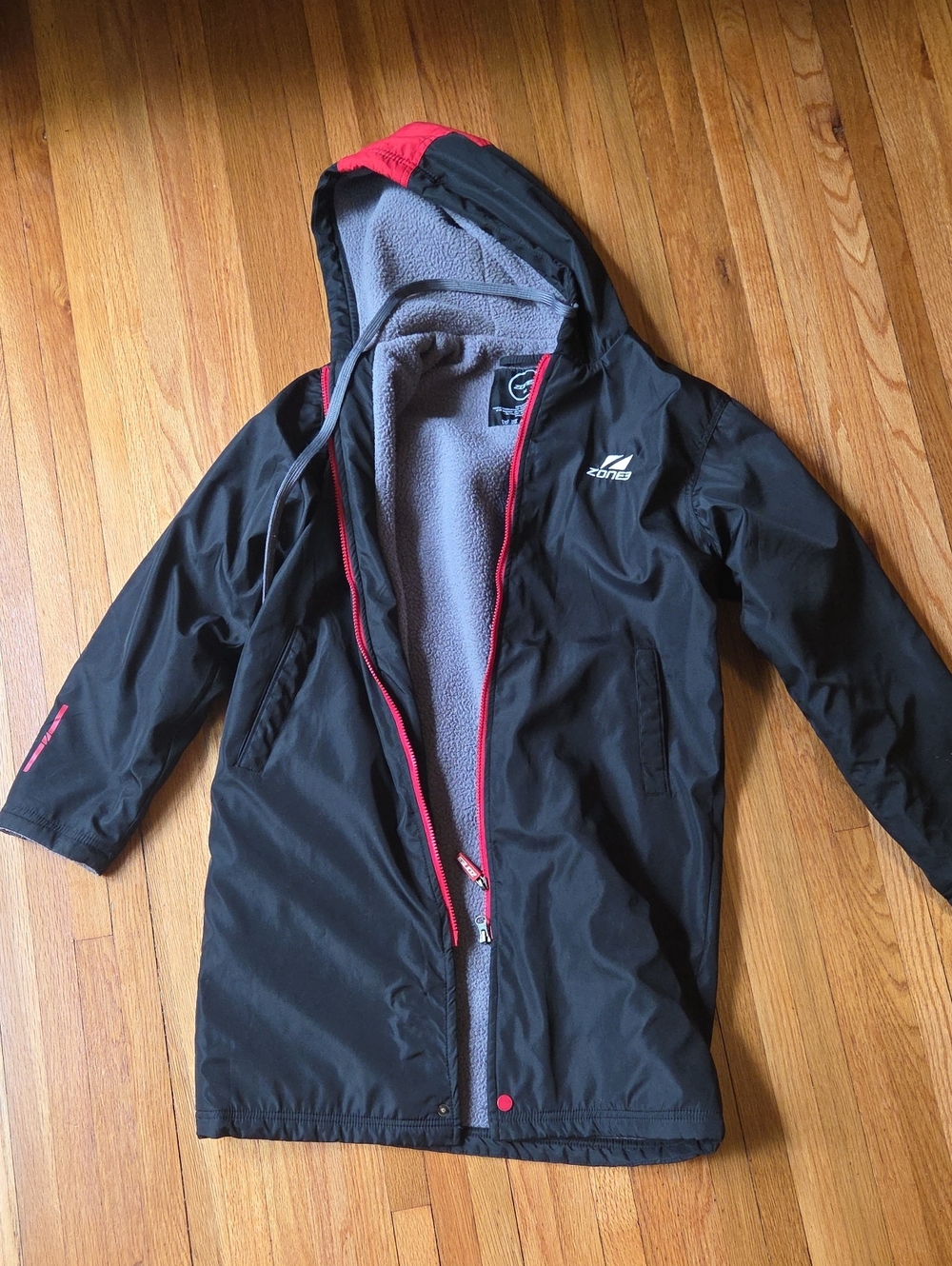 Kids' Black & Pink Hooded Swim Parka